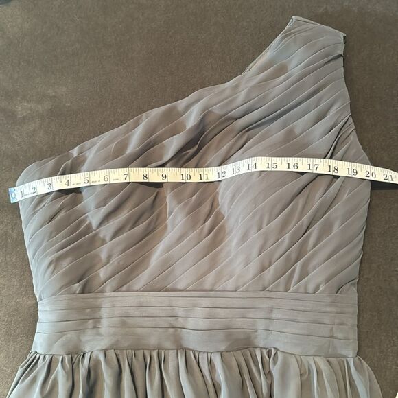 Women’s Gray Short One Shoulder Pleated Chiffon Formal Party Dress Size 12 *READ - Picture 9 of 13